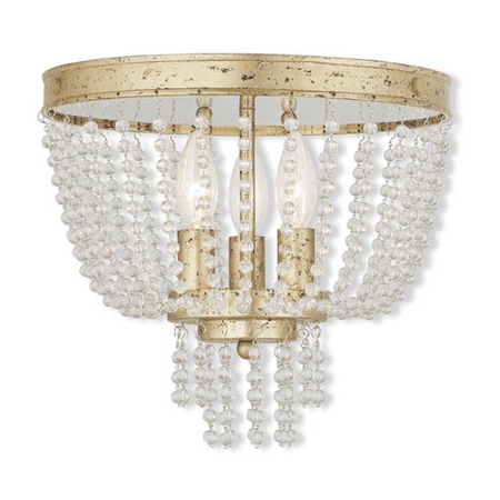

Flush Mounts 3 Light With Clear Crystals Hand Applied Winter Gold size 12 in 180 Watts - World of Crystal