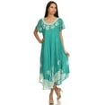 thumbnail image 5 of Sakkas Batik Palm Tree Cap Sleeve Caftan Dress / Cover Up - Mint / White - One Size, 5 of 5