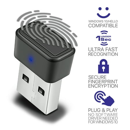 Nano USB Fingerprint Reader for Windows 10 Hello - Security Key Biometric Fingerprint Scanner Sensor Dongle Module For Instant Touch Acess Password-free Login, Sign-in, Lock, Unlock PC &