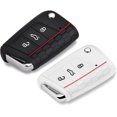 thumbnail image 1 of 2 Pieces Car Key Case VW Golf 7 Silicone Protective Shell for Car Key 3 Buttons Car Accessory, Black+White，JUN, 1 of 7