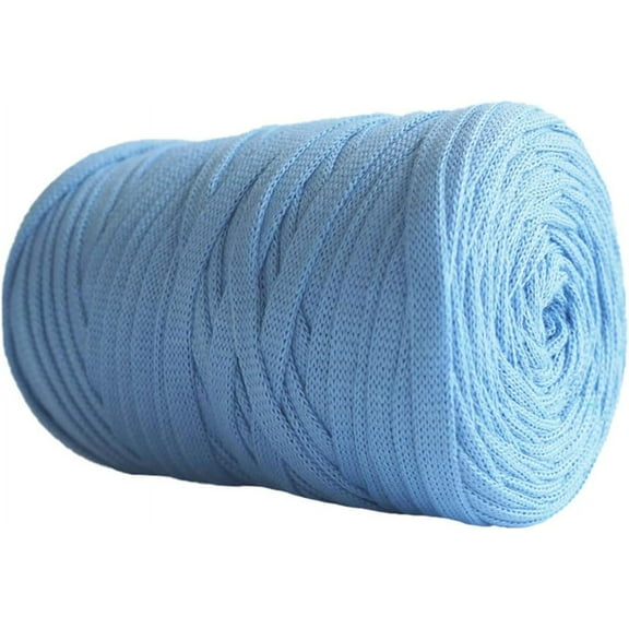 Nvzi 250g 8.1oz Soild Color Fancy Yarns DIY Bag Handbag Carpet Cushion Cotton Cloth T-Shirt Yarn Knitting Crochet Yarn Pet Cave Basket Crochet Bag Fabric Yarn, Sky Blue