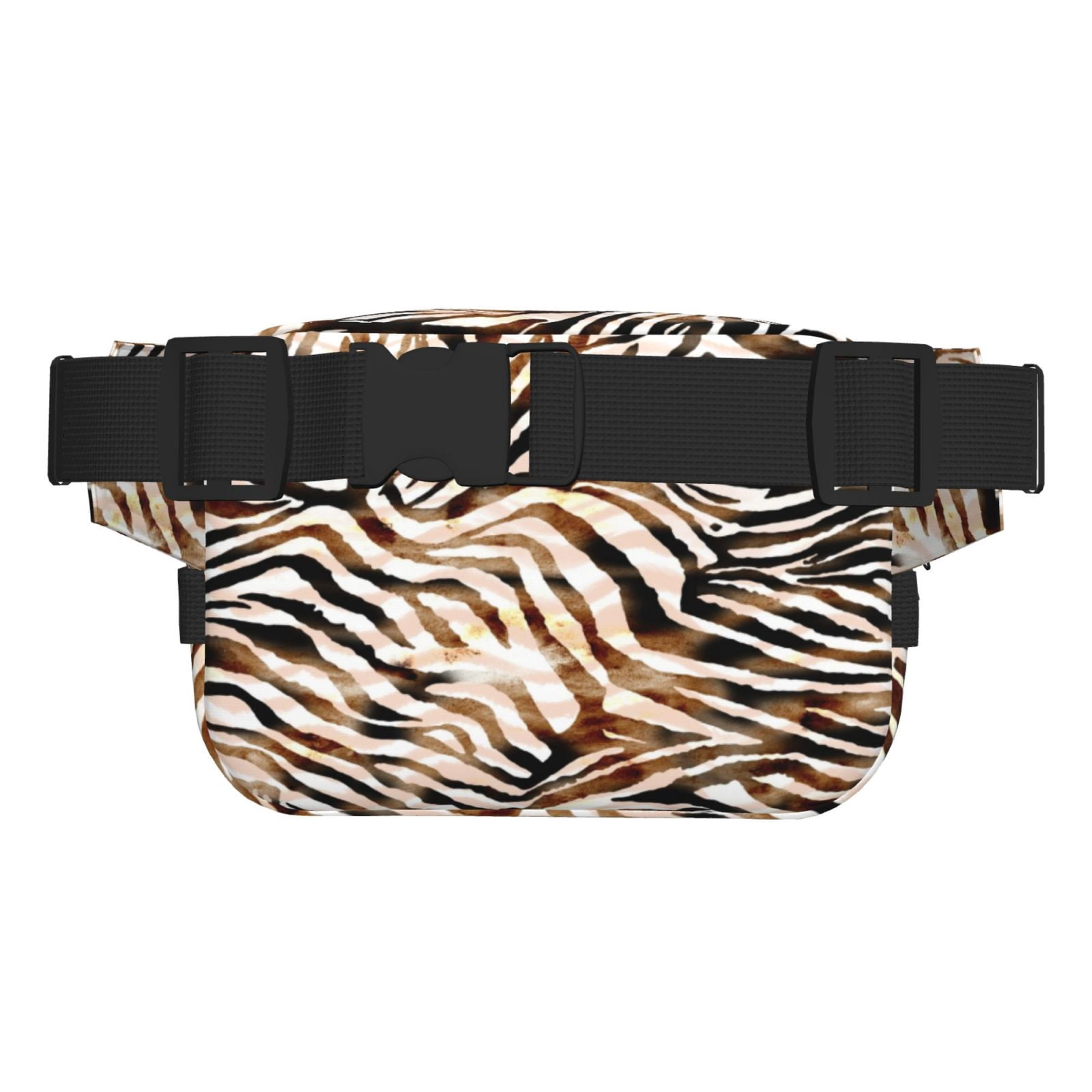 Picia Watercolor Zebra Print Square Double-Layer Waist Bag Mini Adjustable Waist Belt Bag Exercise Running Travel Hiking