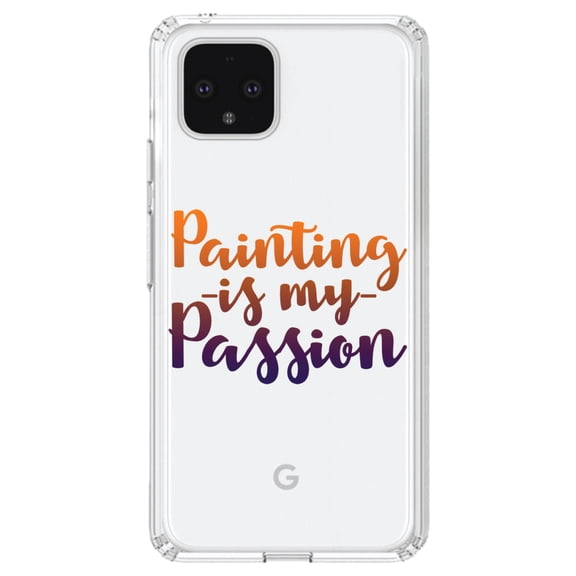 DistinctInk Clear Shockproof Hybrid Case for Google Pixel 4 XL (6.3" Screen) - TPU Bumper Acrylic Back Tempered Glass Screen Protector - Painting is My Passion