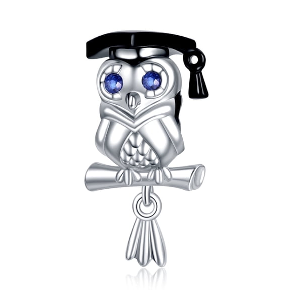 925 Sterling Silver Charm for Bracelets Dr.Owl Bachelor Cap Graduation Gifts Charm Women Bracelet Charm