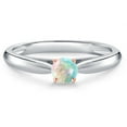 thumbnail image 3 of Gem Stone King 925 Silver and 10K Rose Gold Simulated White Opal Engagement Ring for Women | 0.25 Cttw | Round Cabochon 4MM | Gemstone October Birthstone | Size 9, 3 of 6