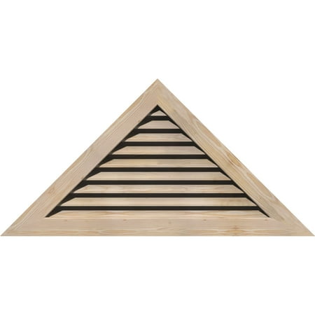 

56 W x 25 5/8 H Triangle Gable Vent (68 7/8 W x 31 1/2 H Frame Size) 11/12 Pitch: Unfinished Functional Smooth Pine Gable Vent w/ 1 x 4 Flat Trim Frame
