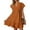 Brown, variant on 2024 Summer Women's Babydoll Dresses Short Sleeve V Neck Drawstring Casual Solid Ruffle A-Line Swing Mini Dress