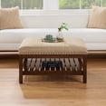 thumbnail image 4 of Artistic Accomplishment Coffee Table Ottoman with Storage, Soft Fabric Upholstery, Nailhead Trim, Padded Seat, Slatted Shelf for Display, Easy Assembly, 4 of 6
