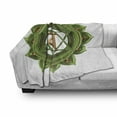 thumbnail image 3 of Colorful Soft Flannel Fleece Throw Blanket, Circular Oriental Style Earth Core Form Balance and Harmony in Cosmos Theme, Cozy Plush for Indoor and Outdoor Use, 60" x 80", Green Brown, by Ambesonne, 3 of 6