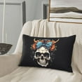 thumbnail image 4 of Plush Throw Pillow Covers, Bow Flower Skull Pillow Cases with Invisible Zipper, Breathable Microfiber Pillow Cases Standard Size for Sleeping Bedroom Sofa Living Room 20x30, 4 of 5