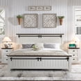 thumbnail image 3 of SinCiDo King Size Wooden Headboard Farmhouse Wood Standard Bed with Wingback, White, 3 of 8