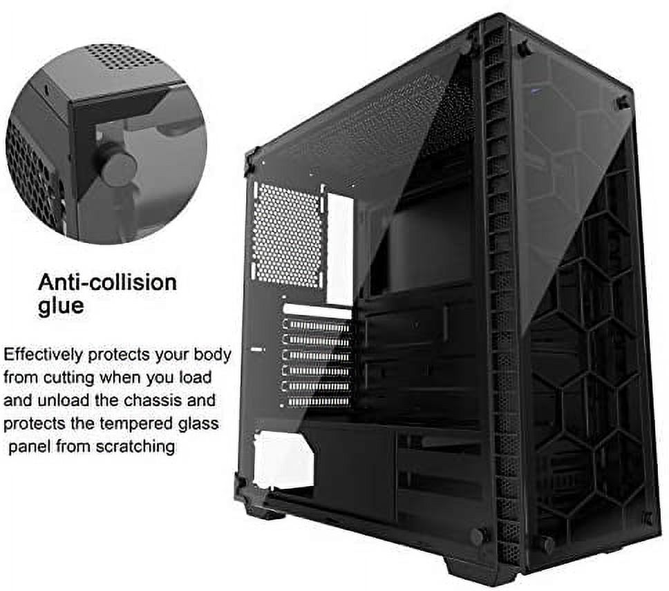 MUSETEX ATX Mid Tower PC Computer Gaming Case 6 RGB LED Fans 2 Translucent Tempered Glass,USB 3.0 Port & 2 x USB 2.0 Port,Water Cooling Radiator Support, Cable Management/Airflow, 903-S6 RGB Fans