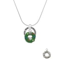 thumbnail image 2 of Delight Jewelry Silvertone Green Resin Wreath with Crystals Gymnastics Mom Ring Charm Necklace, 18", 2 of 4