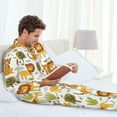 thumbnail image 4 of Mens Pajamas Set, Tiger lion Button Down Long Sleeve Loungewear Sleepwear Pjs sets for Men, 4 of 5