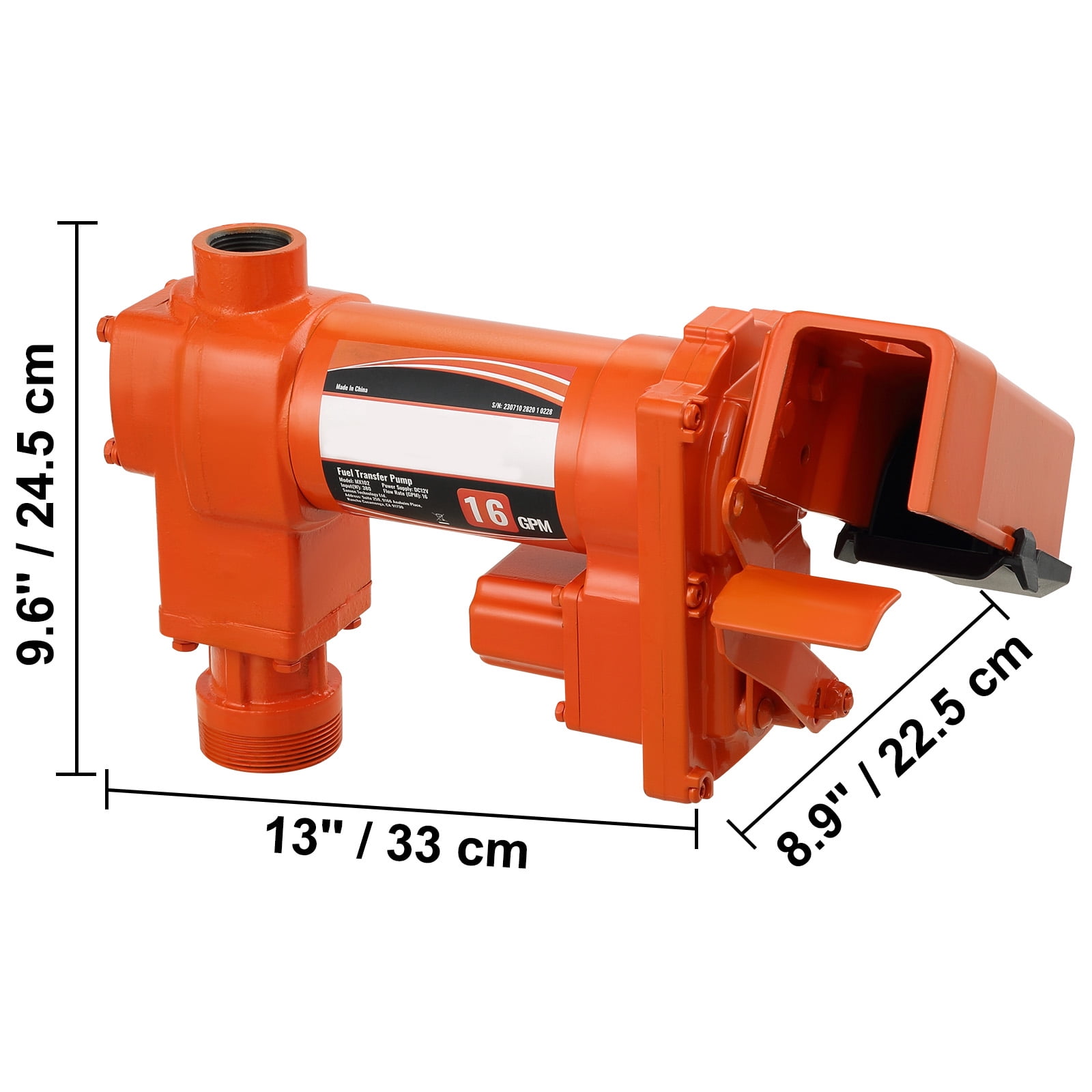 KFFKFF EX56A-12 Explosion-Proof Fuel Transfer Pump, 16 GPM 1/4 HP, 12V DC 13 x 8.9 x 9.6 inch Multicolor