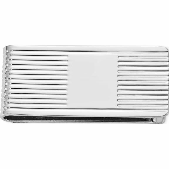 Fashion Silver-Tone Horizontal Lines Money Clip (3.75 X 2.25) Made In China -Jewelry By Sweet Pea
