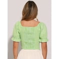 thumbnail image 3 of DARING DIVA Women's Smocked Crop Gingham Blouse Top S Green, 3 of 7