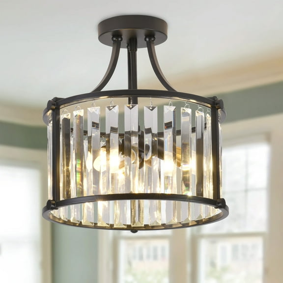 Aiwen Crystal Semi Flush Mount Ceiling Lamp Creative Living Room Kitchen Ceiling Lamp