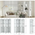 thumbnail image 5 of Room Divider with Shelves, 5.75ft Tall Folding Wood Carved Screen with Double Hinges for Home Office Bedroom Hotel Decoration (4 Panels, Pure White), 5 of 8