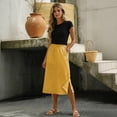 thumbnail image 6 of Skirts for Women Midi Length Casual Side Button Skirt High Waisted Long Flowy Skirt Summer Beach Skirts 2XL, 6 of 7