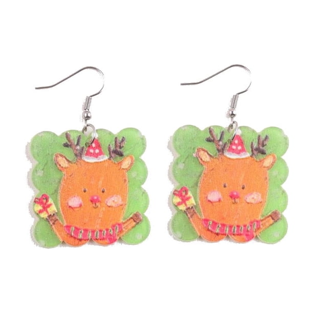 Pendientes colgantes con temática navideña: bonitos pendientes acrílicos con forma de Papá Noel o muñeco de nieve para fiestas navideñas, joyas festivas ligeras para mujeres y adolescentes.