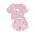 thumbnail image 6 of Eltusu Girls Outfit Sets, Short Sleeve Casual Elastic Waistband T-Shirts & Shorts Sets Pink Size 9-10 T, 6 of 7
