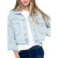 thumbnail image 3 of Blotona Womens Juniors Denim Jackets Tassel Jacket Button Down Denim Jackets Jean Jacket Vintage Loose Suede Lapel Cropped Cardigan Outwears, 3 of 9