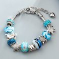 thumbnail image 1 of Pulsera de dijes europeos chapada en oro para mujeres y niñas, brazalete de cristal con forma de corazón de diamante, 1 of 5