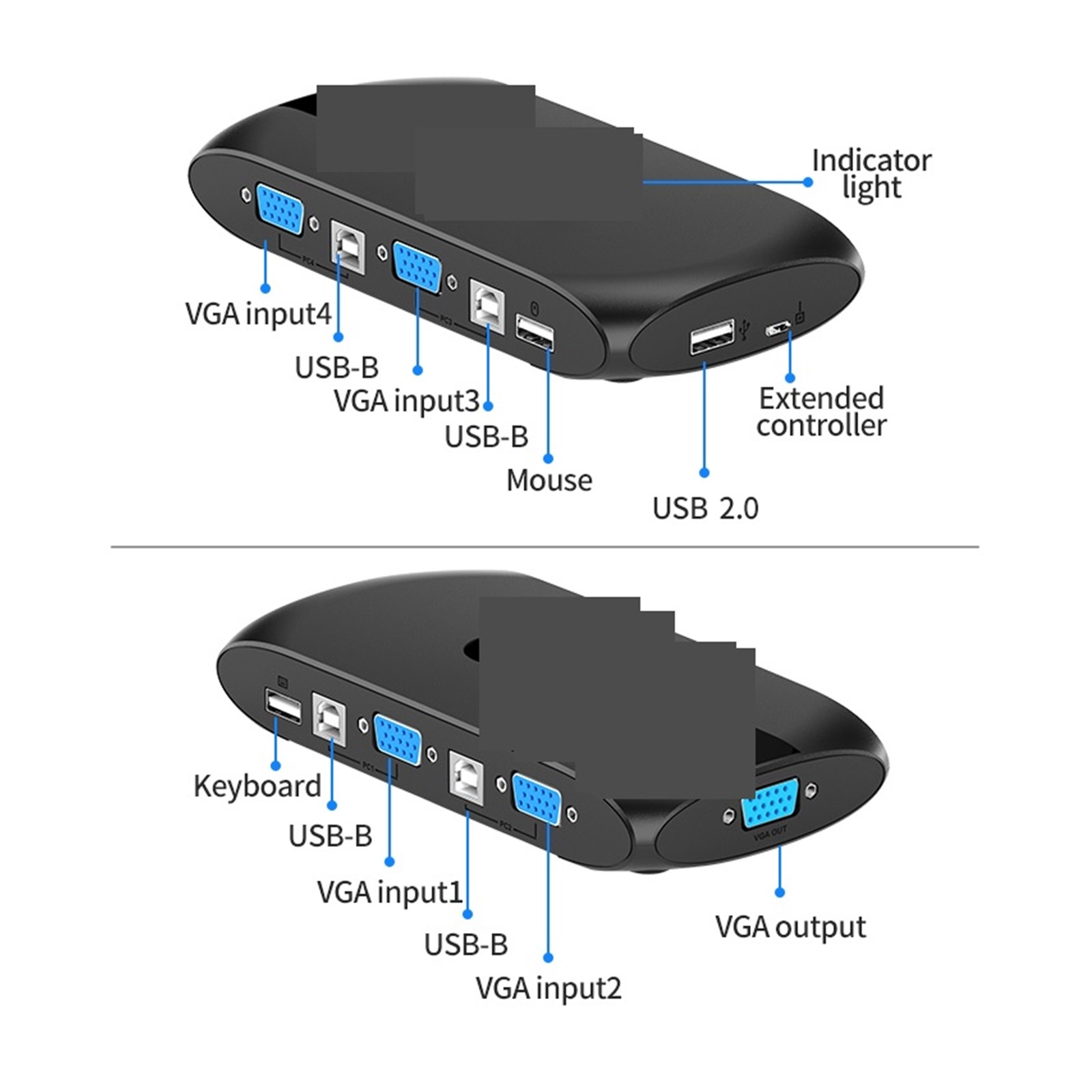 4X1 VGA KVM Switch 1080P Video Switcher 4 In 1 Out Computer Laptop Share Monitor Mouse Keyboard Printer ,Unparalleled Video Performance