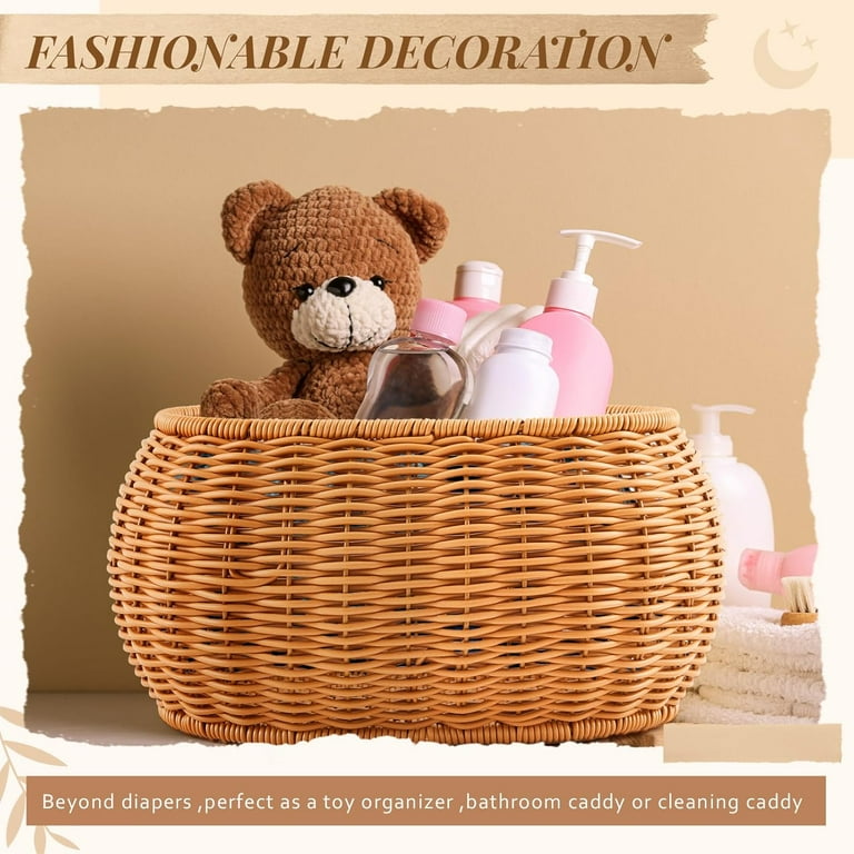 Pcs Scalloped Basket, Hand Woven Rattan Basket Set Round Wicker