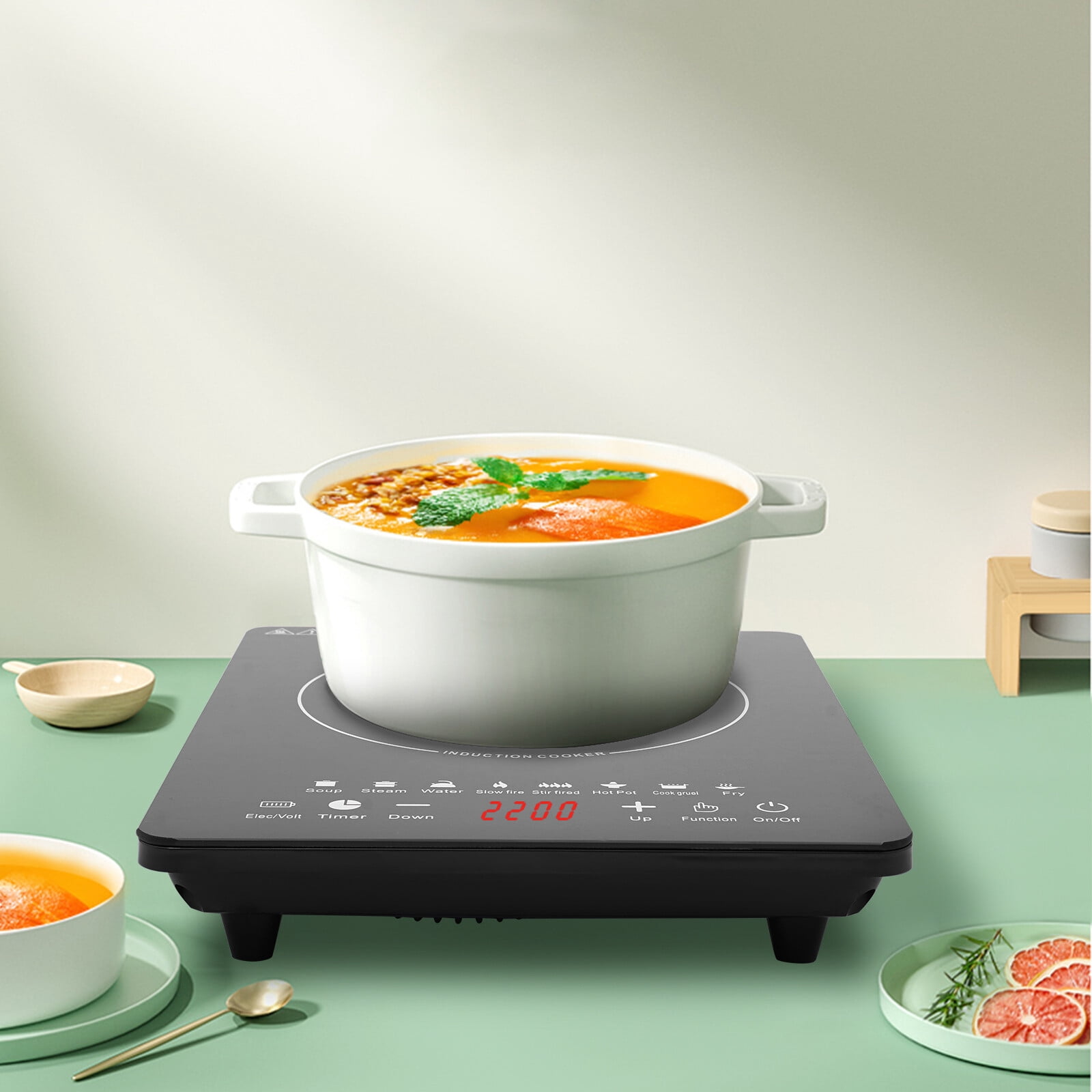 Portable Kitchen Countertop Induction Cooktop Burner 2200W Electric Hot Stove  8 Gears Touch Control