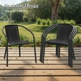 thumbnail image 4 of QRKD Outdoor Chairs Stackable - Set of 4 Indoor Outdoor Dining Rattan Chairs Curved Back, All Weather Bistro Patio Chairs, Black, 4 of 16