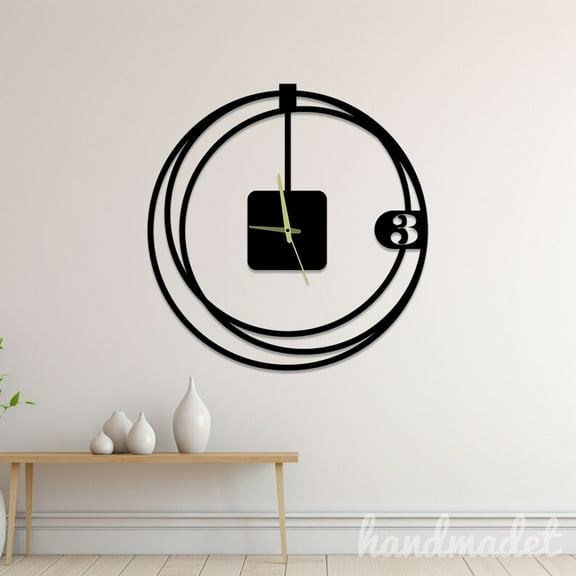 Handmadetneonsign Geometric Wall Clock Unique, Year Date Round Wall Clock, Text Oversize Wall Clock 55828