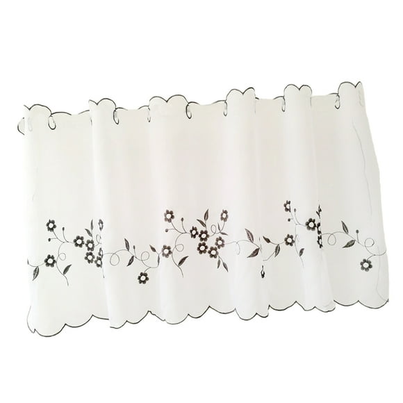 Embroidered Eyelet Cafe Valance Half Curtain for Home Kitchen , 3rd Gray 30x120cm