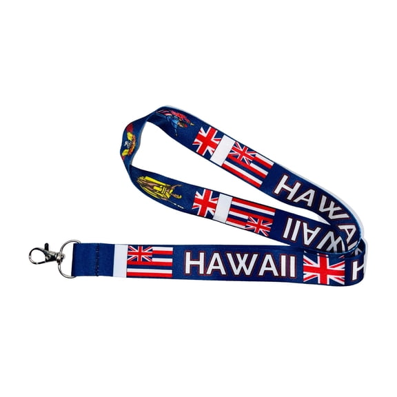 Lanyard - State Flag Hawaii - USA - L070 | ID Badge Holder Neck Strap, Keychain