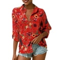 thumbnail image 1 of Sonducket Blusa informal con botones de manga larga y estampado de gasa para mujer Prendas para la parte del cuerpo Rojo SG, 1 of 6