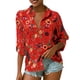 thumbnail image 2 of Sonducket Blusa informal con botones de manga larga y estampado de gasa para mujer Prendas para la parte del cuerpo Rojo XXL, 2 of 6
