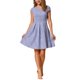 thumbnail image 1 of Vestido de Tweed a Cuadros INSPIRE CHIC para Mujer, con Cuello Redondo, Manga Corta, Corte A, Vestido Vintage Plisado XL Azul Púrpura, 1 of 6