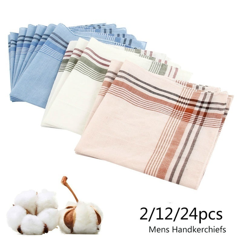 12x Mens Vintage Pocket Square Hankerchief Hanky Cotton Party Handkerchiefs 