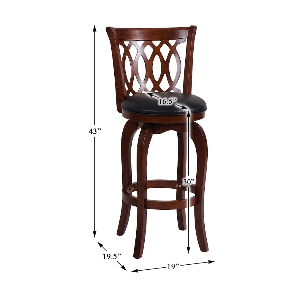 Edmond Swivel Bar Stool in Dark Cherry Finish