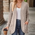 thumbnail image 4 of JGGSPWM Womens Classic Pocket Cardigans Long Sleeve Solid Ribbed Knit Open Front Casual Sweater Coat Khaki XXL, 4 of 9
