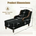thumbnail image 2 of Chaise Lounge Chair Indoor, Upholstered Chenille Sleeper Sofa Bed with Wooden Armrests and Legs, Lazy Reading Chair Couch,  Bearing 500LBS, Black, 2 of 7