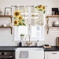 thumbnail image 2 of 2 Panels Kitchen Tier Curtains 39 Inch Length, Vintage Sunflower Grommets Window Treatment Curtain, Yellow Flowers Retro Art Thermal Curtains Drapes for Living Room/Bathroom, 2 of 9