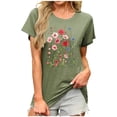 thumbnail image 3 of NSLGXD Womens T-shrits Casual Crew Neck Short Sleeve Tops Plus Size Graphic Tees Lightweight Elegant T Shirts S-2XL Army Green Tees, 3 of 5