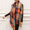 thumbnail image 7 of harmtty Fashion Women Winter Colorful Plaid Print Scarf Tassel Trim Imitation Thick Shawl Elegant Large Long Warm Scarf Fashion Accessories Dark Green, 7 of 7
