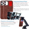 thumbnail image 6 of Dockem iPhone 12 / 12 Pro Exec M2 Wallet Case; Built-in Metal Plate, 2 Card Slots, Brown, 6 of 9