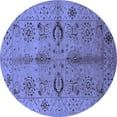 thumbnail image 1 of Ahgly Company Machine Washable Indoor Round Oriental Blue Industrial Area Rugs, 4' Round, 1 of 4