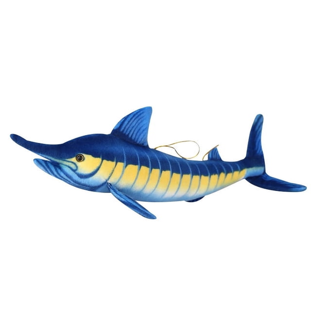 Muñeca de peluche realista con forma de pez espada de peluche azul, 60 cm