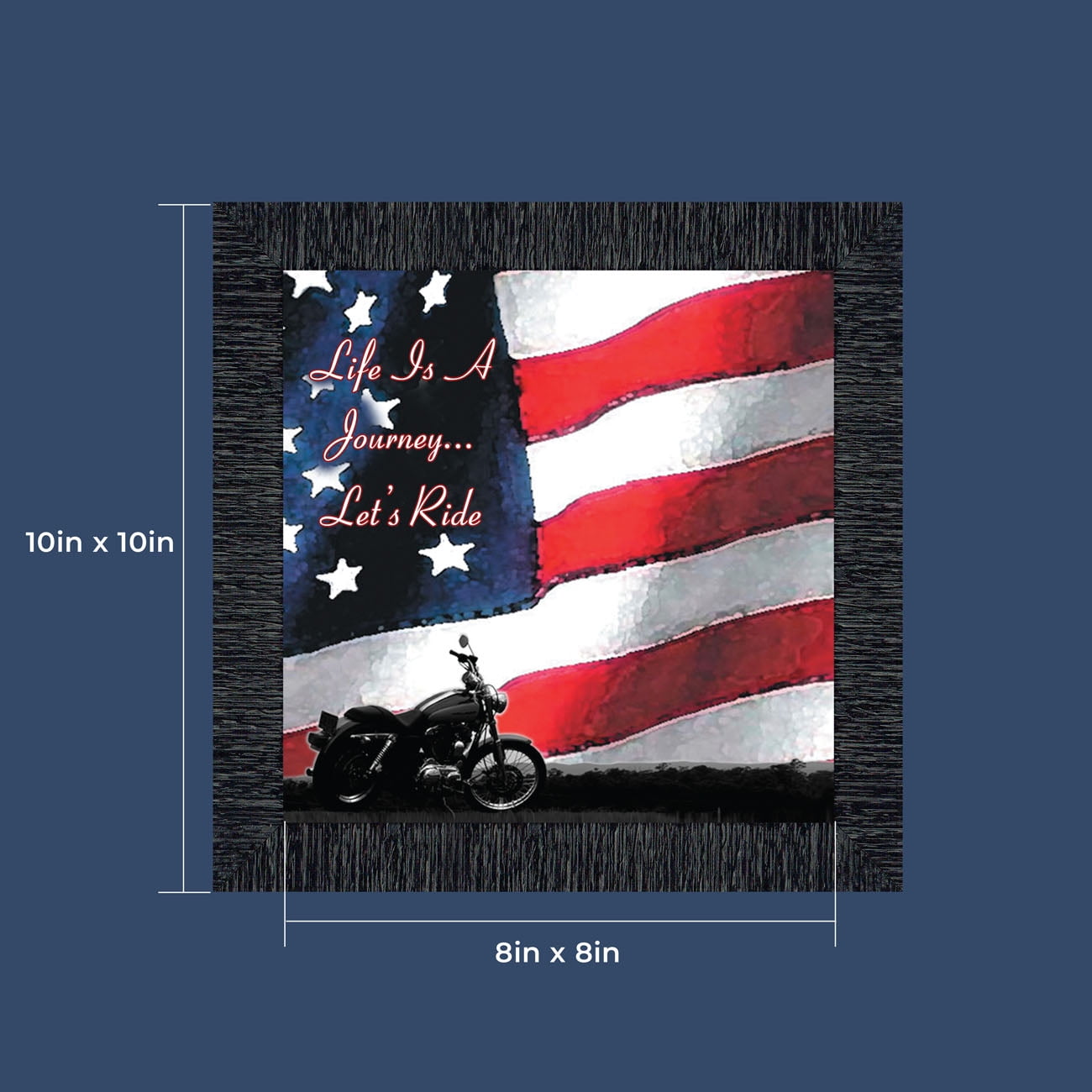 Harley Davidson Gifts for Men and Women, Patriotic Harley Accessories, Harley Davidson Wedding Gifts, American Flag for Harley Riders, "Life is a Journey, Let's Ride" Unique Motorcycle Wall Décor 8551