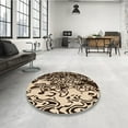 thumbnail image 4 of Ahgly Company Machine Washable Indoor Round Transitional Black Brown Area Rugs, 6' Round, 4 of 7
